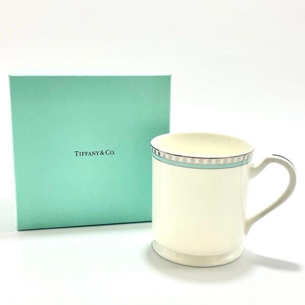 【未使用】TIFFANY ティファニー マグカップ グラス プラチナブルーバンド TIFFANY&Co. 贈り物 贈答品