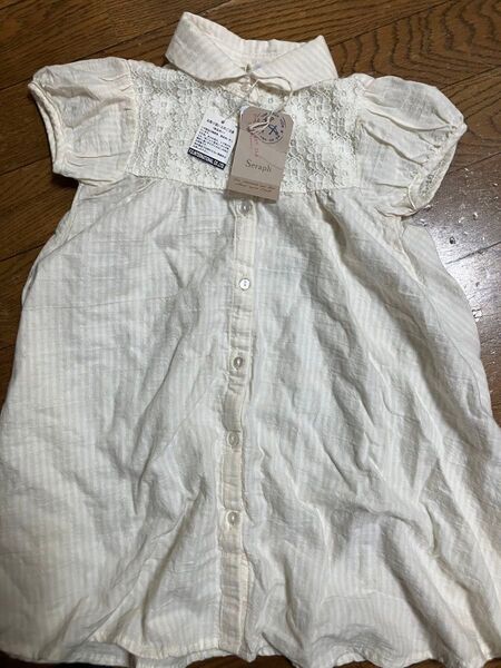 エフオーインターナショナル セラフ 上品 チュニック ワンピース オフホワイト サイズ100㎝ 半袖 清楚 森ガール