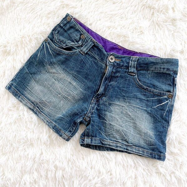 レディース パンツ デニム ジーンズ ジーパン デニムパンツ ショートパンツ 短パン デニムショートパンツ インディゴ M L