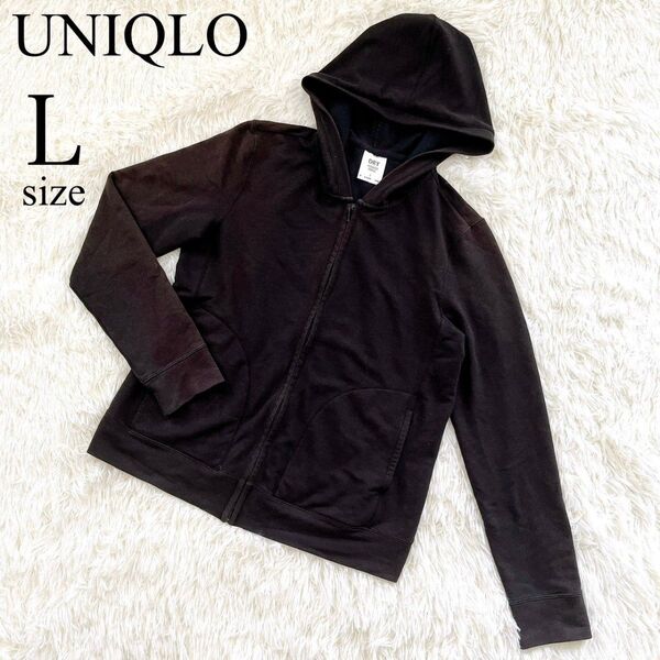 レディース パーカー ドライ 長袖 UNIQLO ユニクロ 無地 ドライフードパーカー DRYHOODEDPARKA L