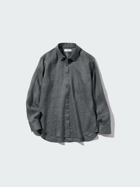 UNIQLO ユニクロ プレミアムリネンシャツ グレー Lサイズ