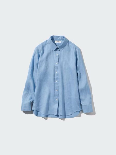 UNIQLO ユニクロ プレミアムリネンシャツ ブルー XLサイズ