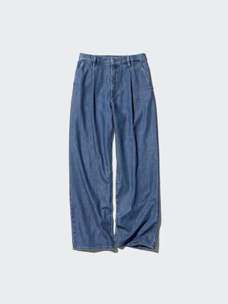 UNIQLO ユニクロ ドレープデニムタックパンツ 65 ブルー Sサイズ