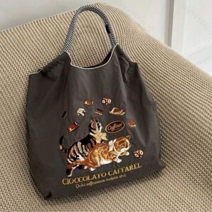 トートバッグ 猫 ねこ エコバッグ ボールアンドチェーン 人気 刺繍 マザーズバッグ 手提げ かばん 軽量 夏 撥水