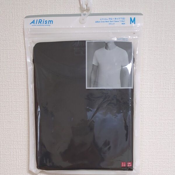 新品 ユニクロ エアリズムクルーネックTブラックM 半袖 AIRism