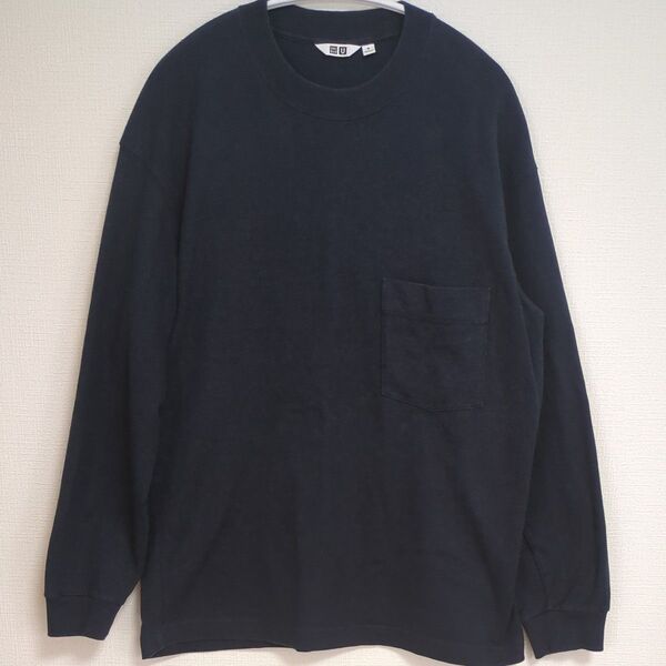 ユニクロ/UNIQLOクルーネック長袖TシャツMサイズネイビー綿100%