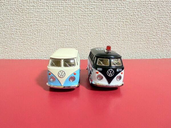 フォルクスワーゲン リトルバン パトカー プルバックカー ブルー ワーゲンバス ミニカー セット