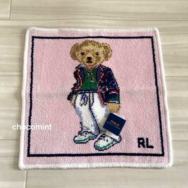 新品未使用★POLO RALPH LAUREN(ポロ ラルフローレン) ポロベア★シェニール織 タオルハンカチ ミニタオル ピンク