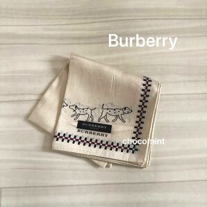 新品未使用★Burberry バーバリー★犬プリントハンカチーフ ベージュ 日本製 ドッグ dog ダルメシアン