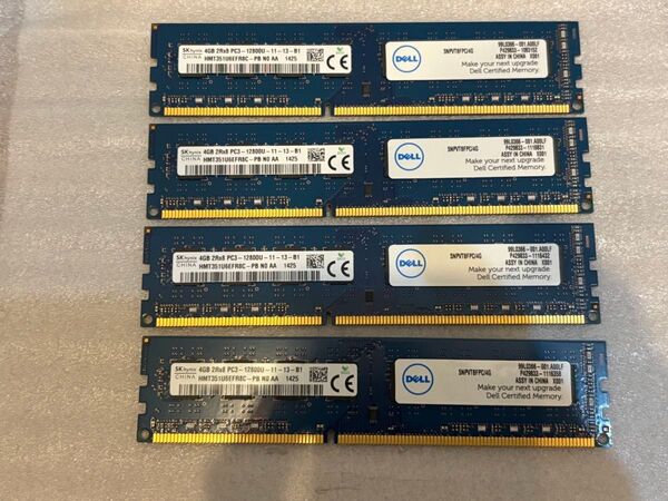 SK hinix DDR3 PC3-12800 16GB (4G x4)動作確認済み デスクトップ用