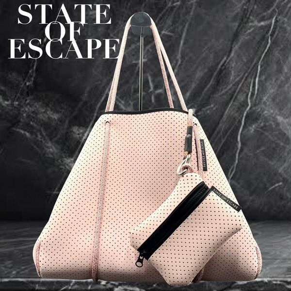 大人気 極美品 ステイトオブエスケープ トート ポーチ付き A4対応 ピンク STATE OF ESCAPE 肩掛け