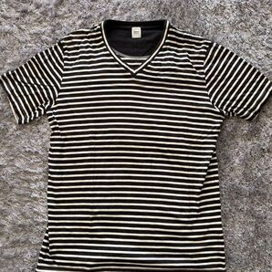 TAKEO KIKUCHI ストライプ Vネック Tシャツ タケオキクチ