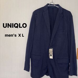 タグ付未使用品 UNIQLO ユニクロ ジャケット メンズ ドライジャージージャケット ネイビー シングル 紺 きれいめ