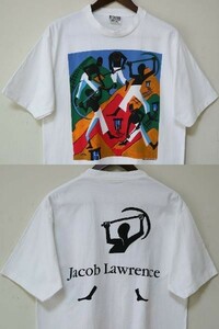 アフリカ系アメリカ人の生活を描いた作品で知られる Jacob Lawrence 未使用 USA製 1993年 ビンテージ アート プリント Tシャツ US- L //
