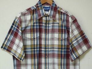 90's ビンテージ Wrangler ラングラー ウエスタン チェック柄 メンズ 半袖 シャツ US-L ビッグ サイズ 3L 4L