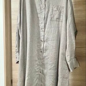 mizuiro ind リネン 麻 100% ロングシャツ ライトブラウン 日本製