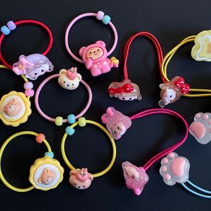 子ども用 ヘアゴム 10個セット まとめ売り ハンドメイド 女の子 肉球 くまさん デコパーツ