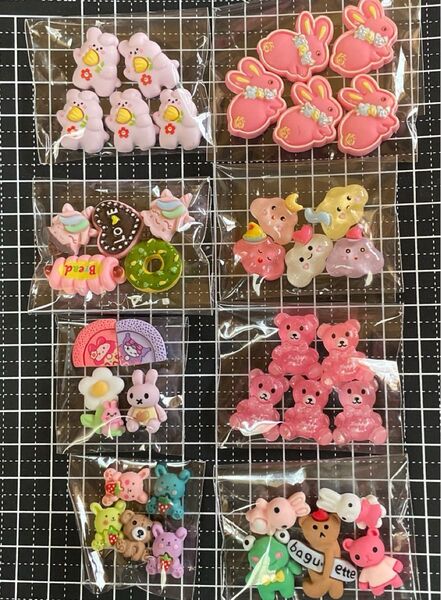 ② デコパーツ くまさん うさぎさん 食べ物他 まとめ売り ハンドメイド プラパーツ おまけ付き