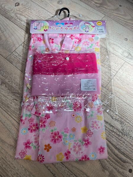 浴衣 へこおび 甚兵衛 和柄 花柄 浴衣ドレス 新品 100 子ども