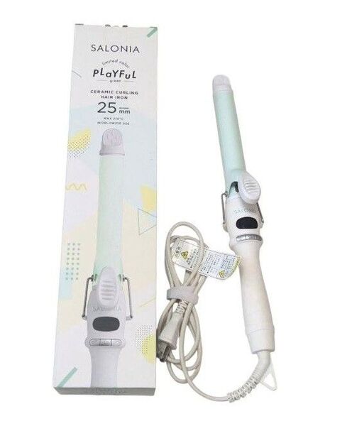 SALONIA サロニア セラミックカールヘアアイロン 25mm プレイフルグリーン