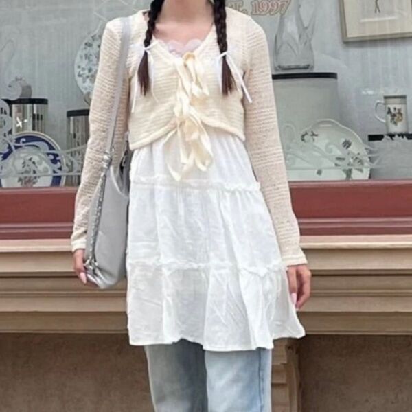 SHEIN キャミワンピース ティアードフリル ホワイトZARAyorinugu ワンピース ホワイト
