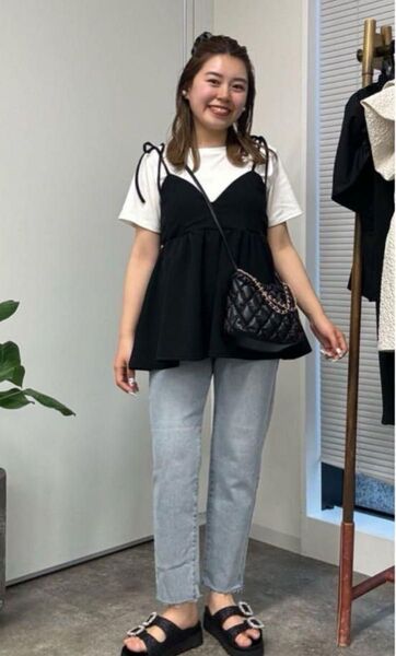 【28日限定値下げ】試着のみ*肩リボンVネックペプラムビスチェ ZARAyori キャミソールbirthdaybash