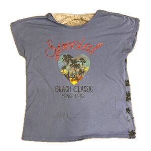 レディース Tシャツ 水色 ヤシの木 ハートロゴ 150サイズ