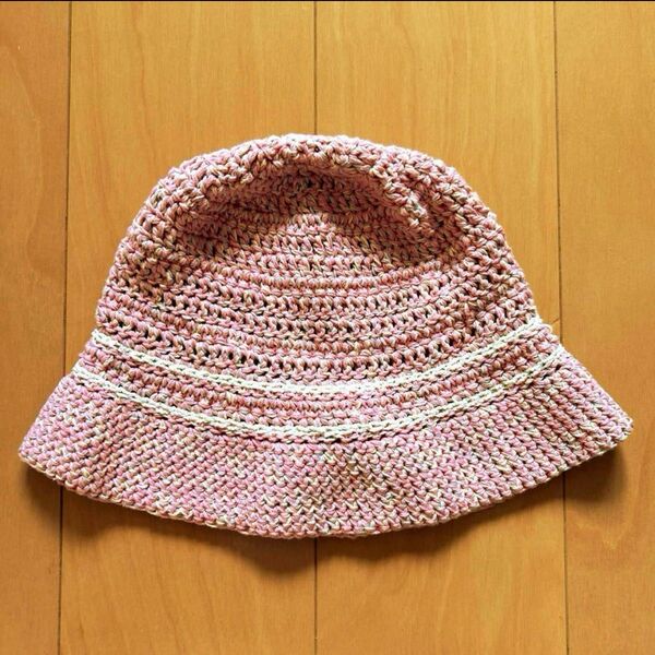 ハンドメイド バケットハット ニット帽 ニットキャップ ハット 手編み 夏 ぼうし ストローハット