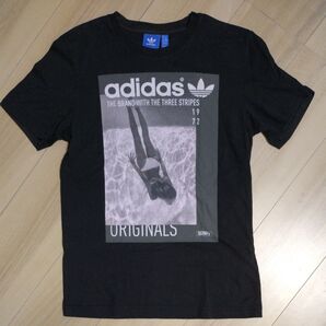 adidas プリント 黒Tシャツ サイズS