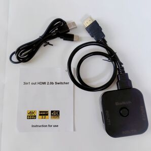HDMI 切替器 3入力1出力 4K x 2K@60Hz HDMI セレクター 3x1 電源不要 手動 切り替え ブラック