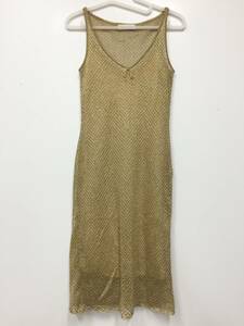  free shipping JILL STUART Jill Stuart lady's size 2 set no sleeve camisole One-piece dress Gold beige 