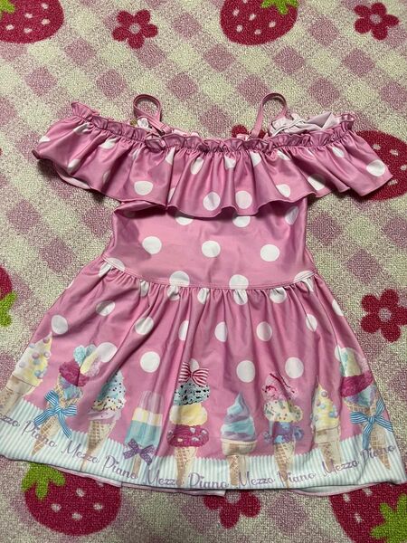 メゾピアノ アイスクリーム ドット スイムウェア 水着 130 女児 女の子ワンピース水着