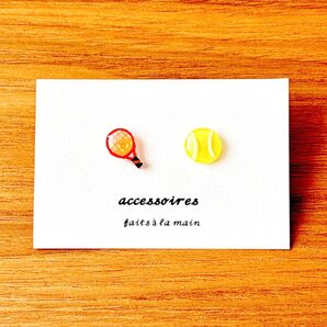 ハンドメイド ピアス テニス テニスボール