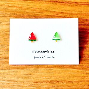 ハンドメイド ピアス アイスキャンディー スイカ メロン
