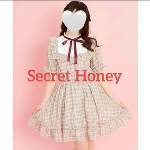 Secret Honey ヨークフリルチェック柄ワンピース クラロリ フリル襟