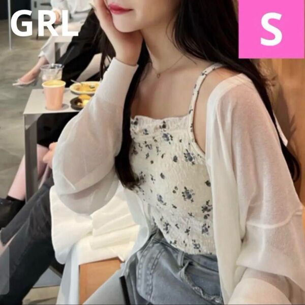値下げ!!タグ付き GRL カップ付き ブルー 花柄 シワ加工 キャミソール S