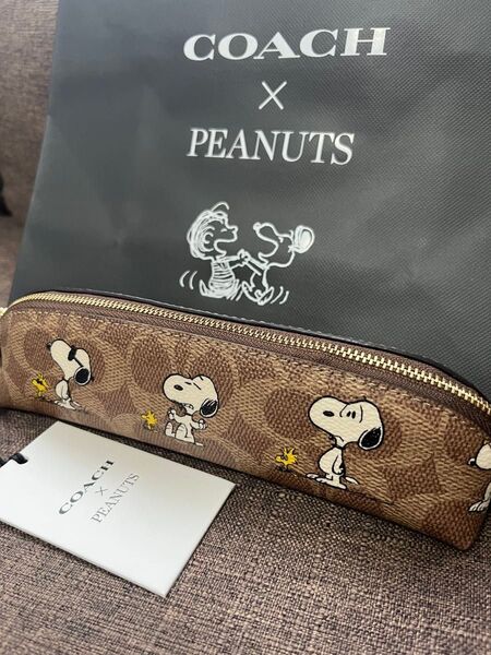2025 最新 新品 COACH PEANUTS コーチ ペンケース スヌーピー ポーチ 小物入れ