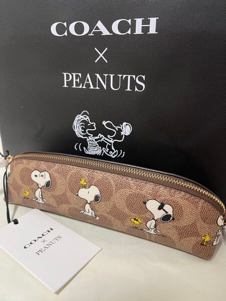 2025 最新 新品 COACH PEANUTS コーチ ペンケース スヌーピー ポーチ 小物入れ