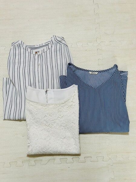 オフィスカジュアル トップス Mサイズ 3点セット事務服 綺麗め 中古 古着 夏用 夏服 長袖 半袖