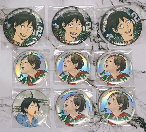ハイキュー 山口忠 ビスケット缶バッジ 遠征POPUP 浴衣 メタリック缶バッジ 9点セット