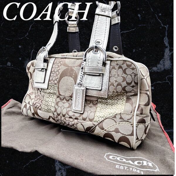 ☆激レア☆ コーチ ハンドバッグ ソーホー シグネチャー パッチワーク COACH ブラウン キャンバス 総柄