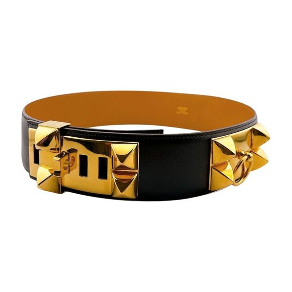 エルメス コリエドシアン メドール ベルト ブラック ゴールド金具 HERMES