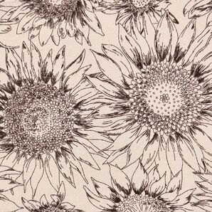 1mひまわり柄*向日葵オックス綿100%コスモテキスタイル幅1.1m生成り地*おまとめ依頼承ります10%引きさせて頂きます。