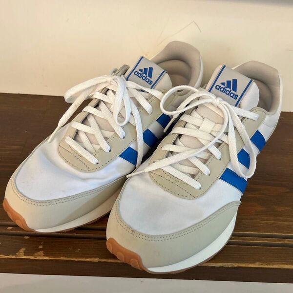 adidas スニーカー 白/青 24.5センチ