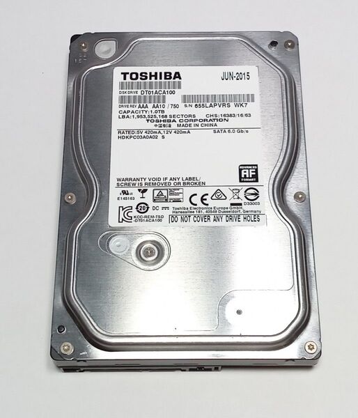 東芝 DT01ACA100 1TB SATA600 7200rpm 3.5インチHDD 動作品 送料無料