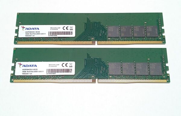 ADATA DDR4-2666 PC4-21300 16GB x 2本セット 合計32GB DDR4メモリ 動作OK 送料無料