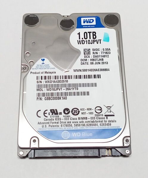 WesternDigital WD10JPVT 1TB SATA 5400rpm 2.5インチHDD 動作品 送料無料