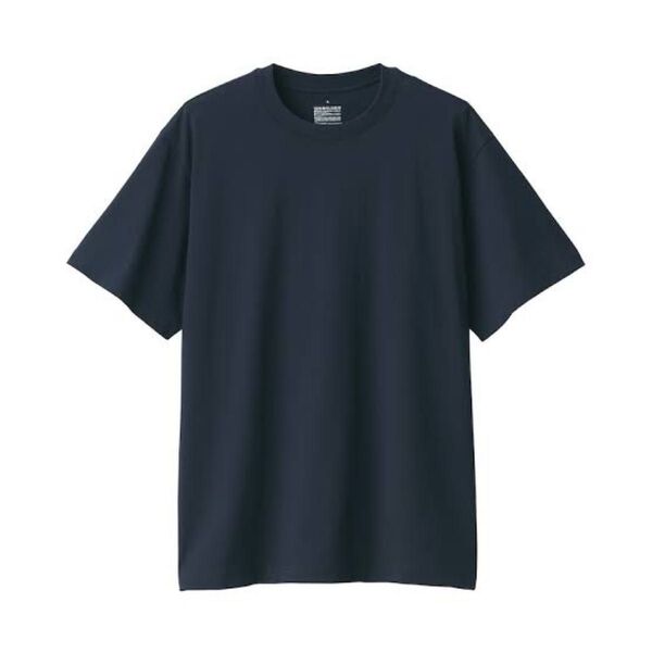 無印良品 tシャツ紳士 天竺編みクルーネック半袖Tシャツ 無印 短丈 ダークネイビー sサイズ