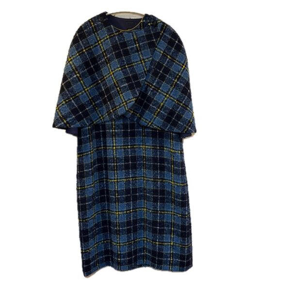 希少 超美品 ミナペルホネン タータンワンピースとケープのセット M クリーニング済み