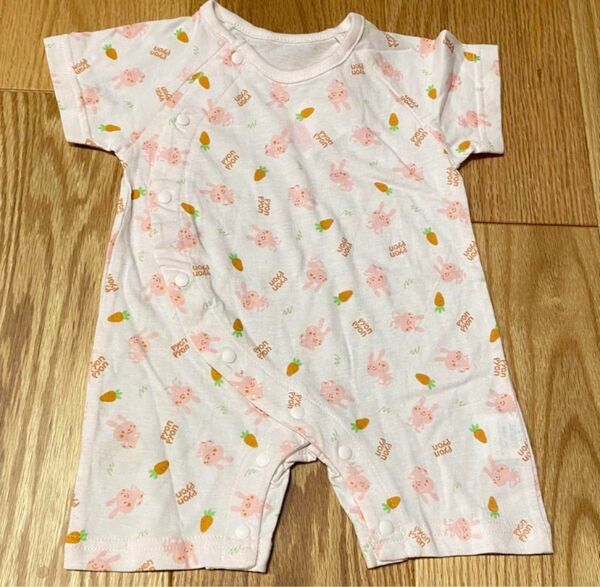 ロンパース 半袖 60〜70cm うさぎ 動物 新品 タグ付き ロンパース カバーオール 半袖 ベビー服 女の子